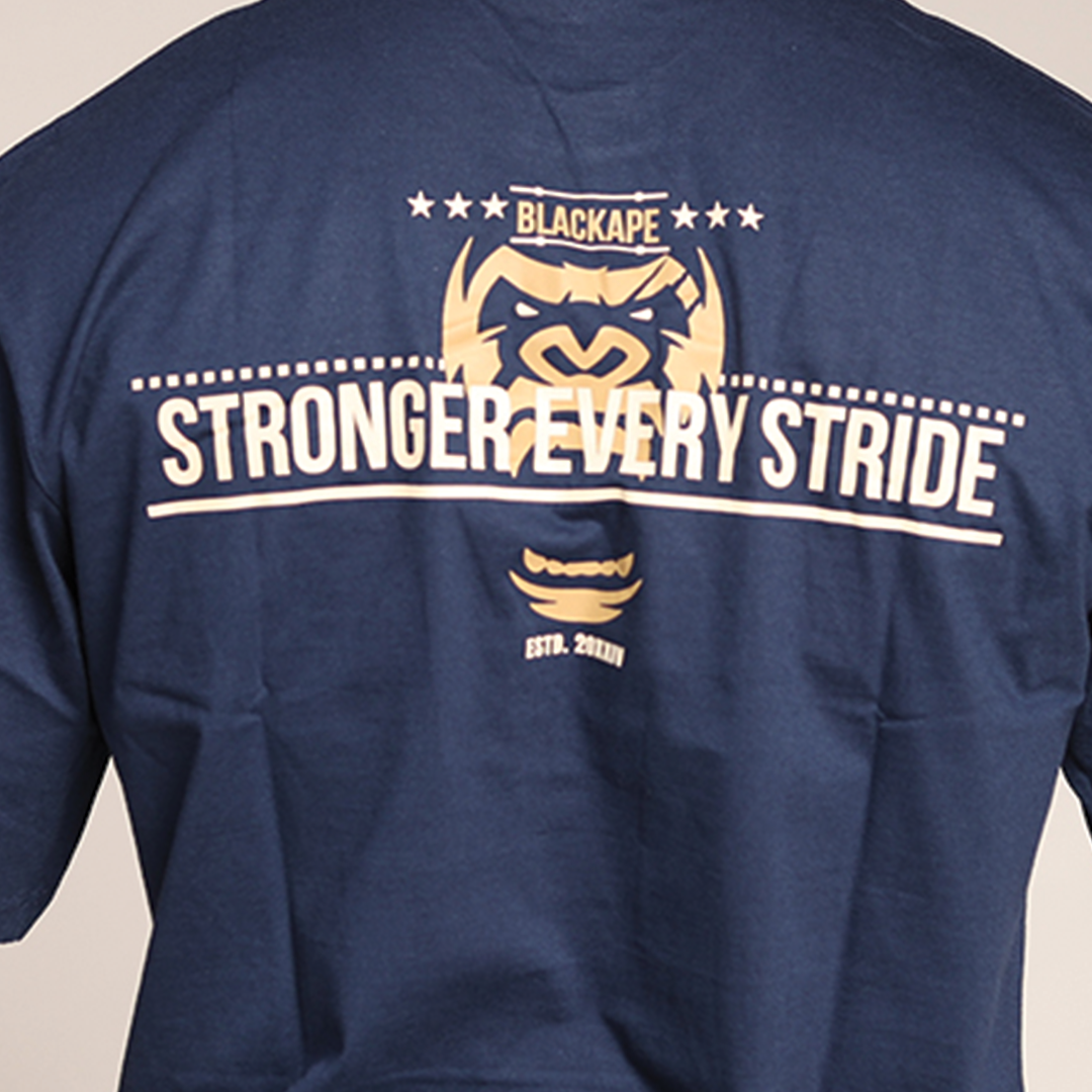 Oversized T-Shirt – Stronger Every Stride | Navy Blue
