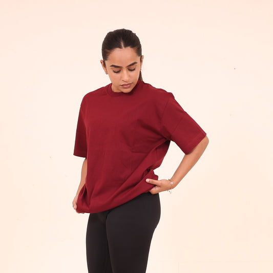 Sculpted Elevate Oversized Tee - Sculpted Essentials - Maroon - Black Ape