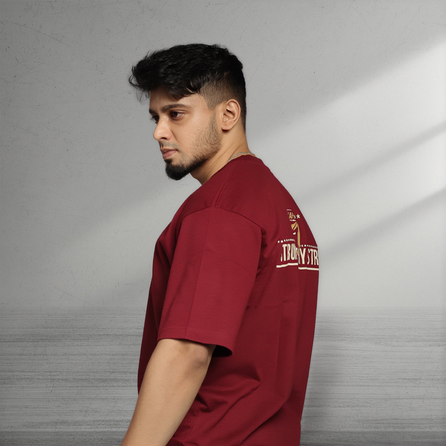 Primal Oversized T-shirt - Stronger Every Stride - Forged Essentials - Maroon - Black Ape