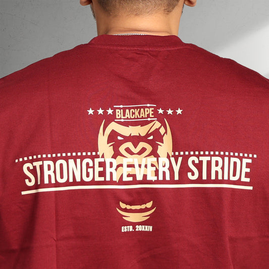 Primal Oversized T-shirt - Stronger Every Stride - Forged Essentials - Maroon - Black Ape
