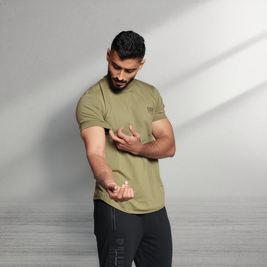 Primal Muscle Fit T-shirt - Stronger Every Stride - Olive Green - Black Ape