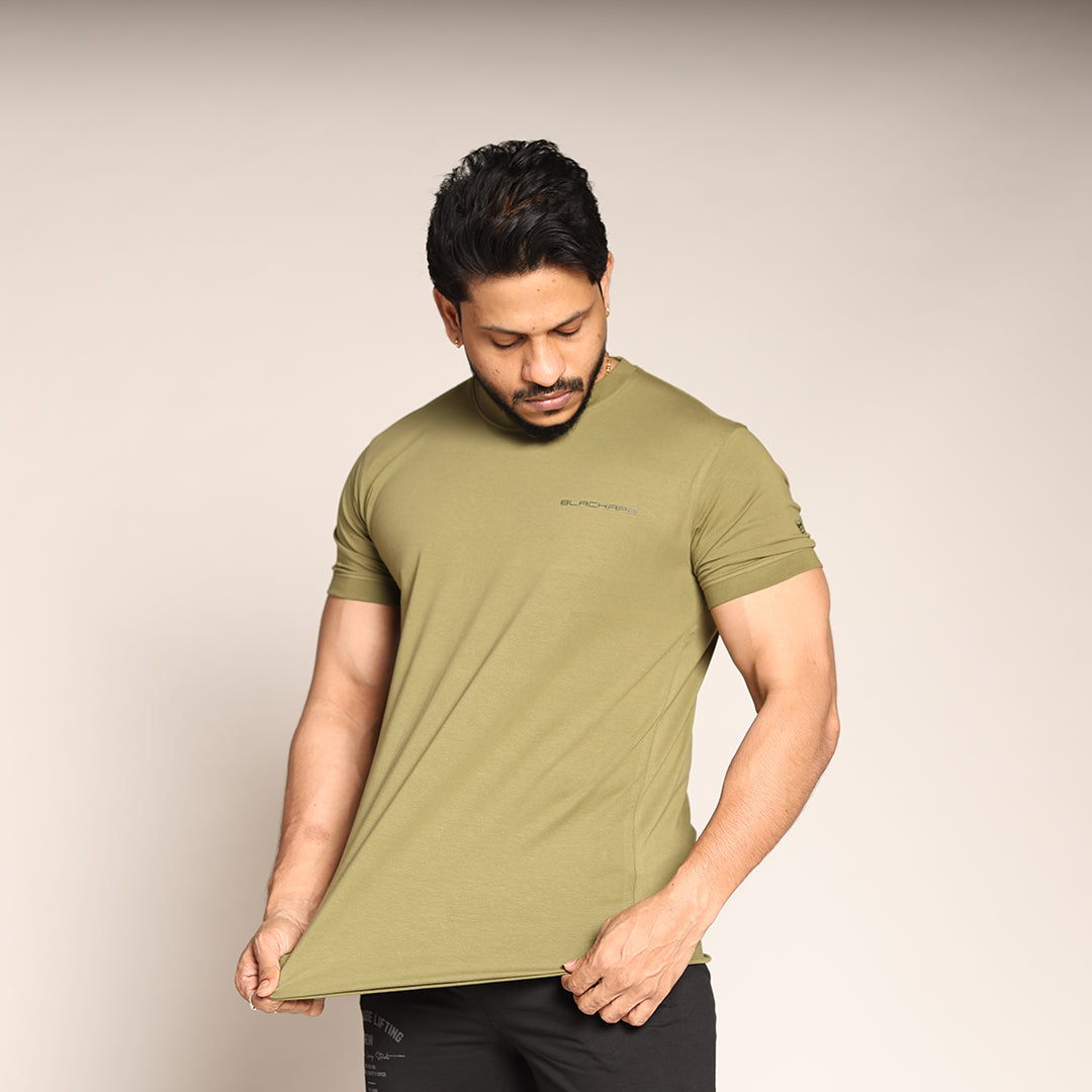 Primal Muscle Fit T-shirt - Lift Drop Repeat - Olive Green - Black Ape
