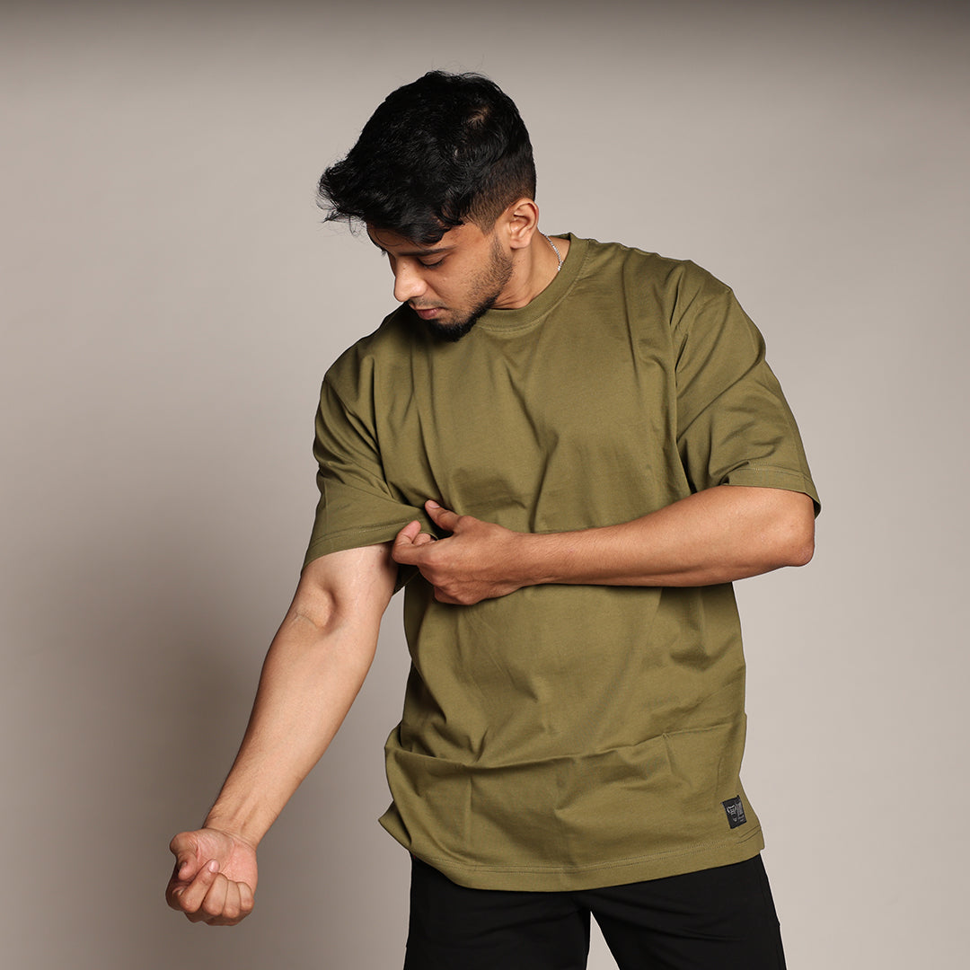 Oversized T-Shirt – Plain Essential | Olive Green - Black Ape