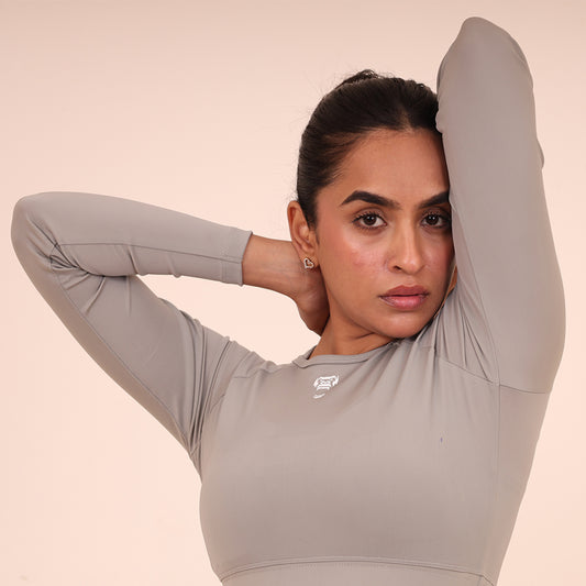 Sculpted Flex croptop full Sleeve - Sculpted Essentials - Light Grey - Black Ape