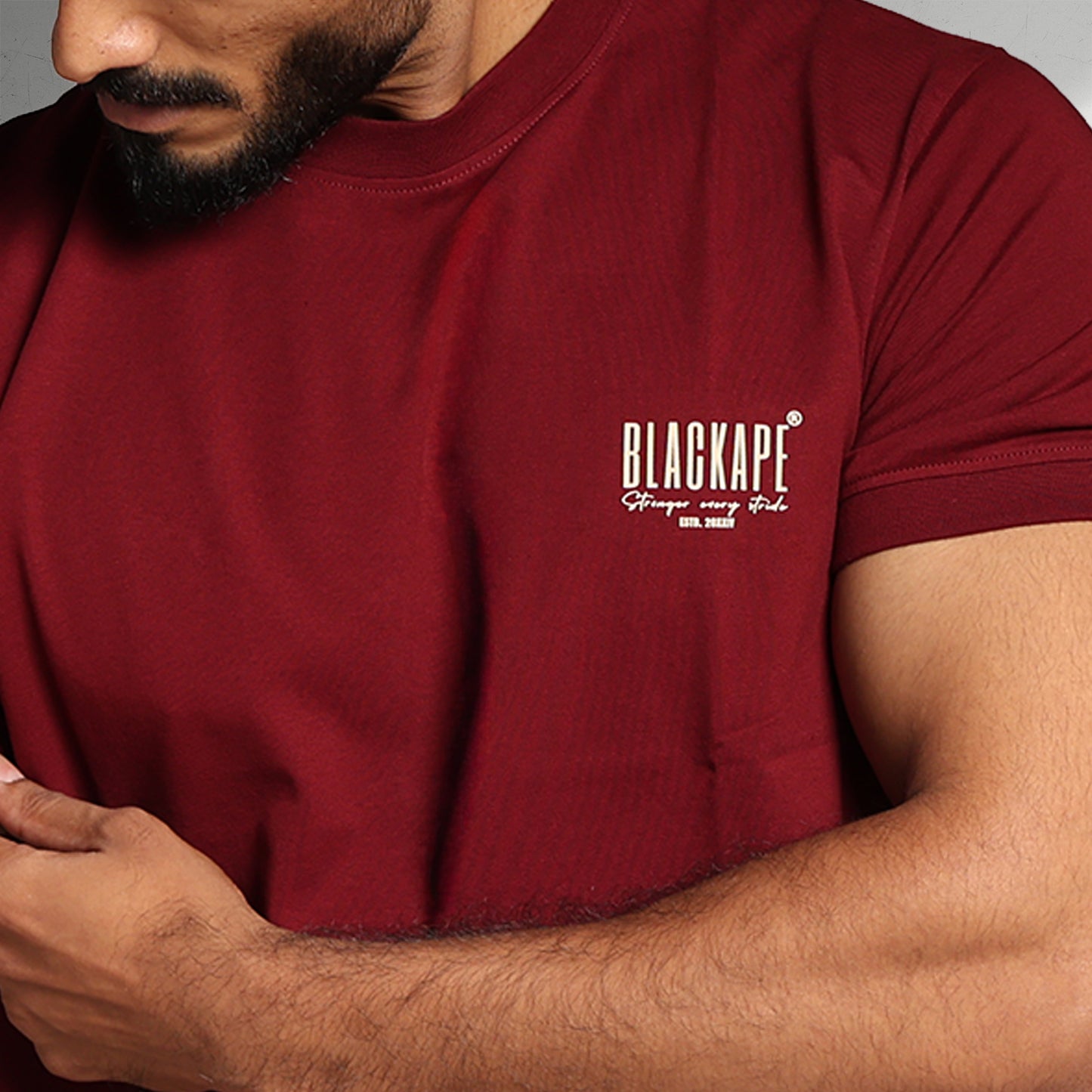 Primal Muscle Fit T-shirt - Stronger Every Stride - Maroon - Black Ape