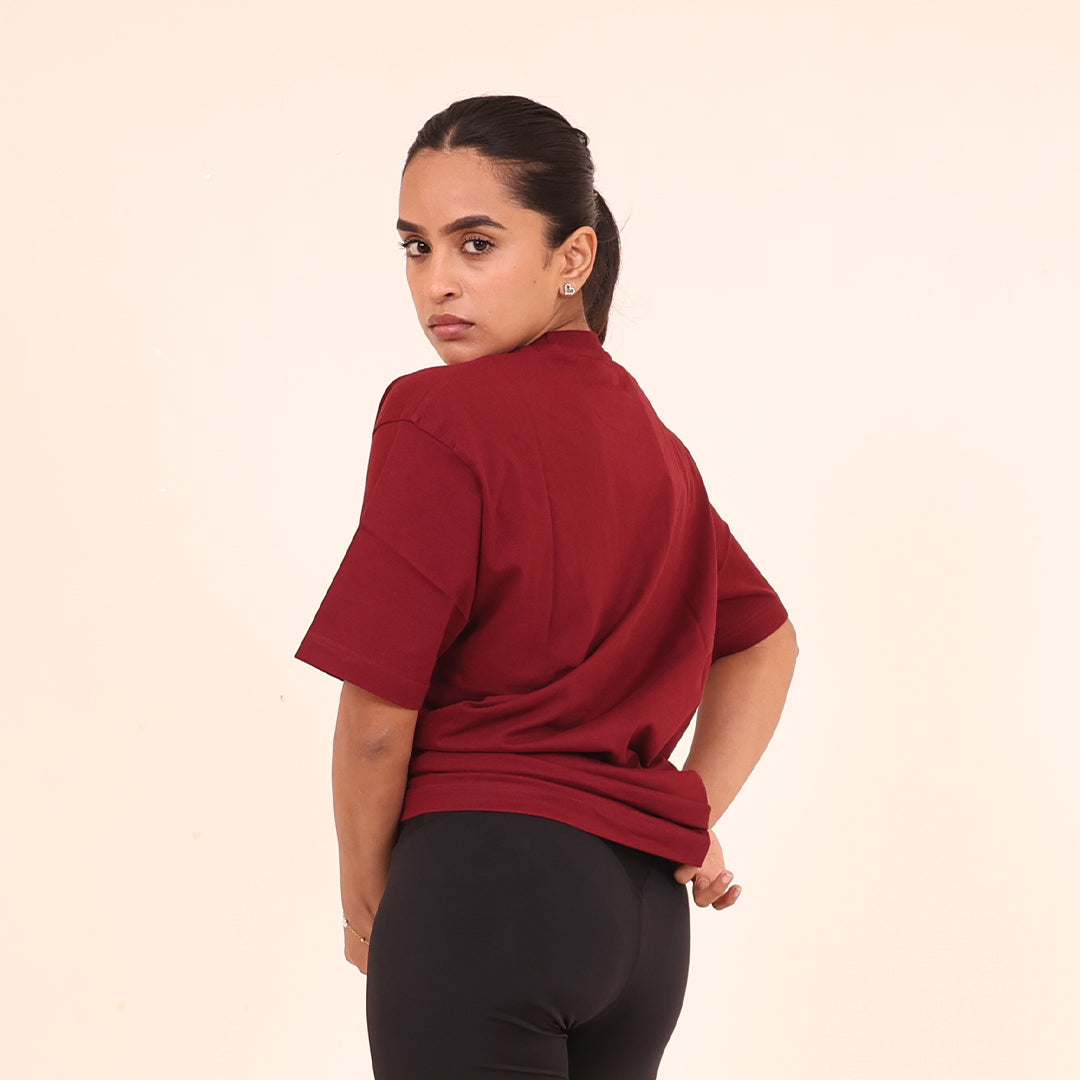 Sculpted Elevate Oversized Tee - Sculpted Essentials - Maroon - Black Ape