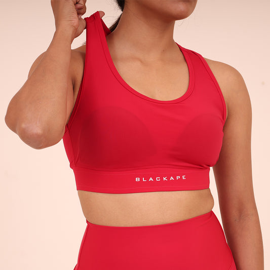 Sculpted Elevate Sports Bra- Sculpted Essentials - Red Hot Pink - Black Ape