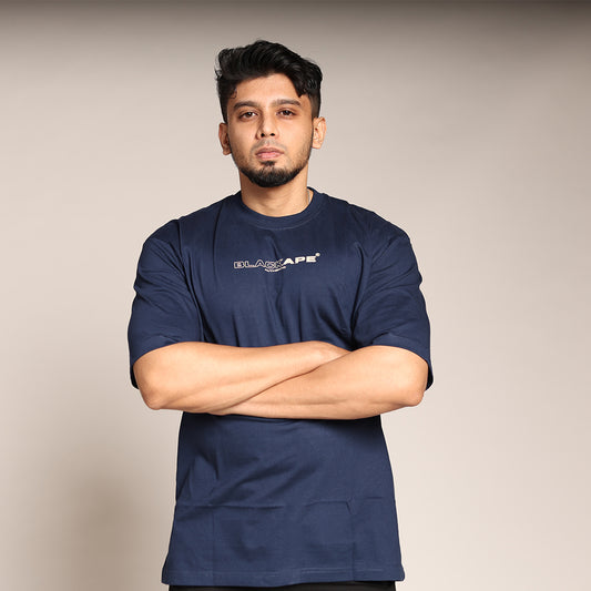 Primal Oversized T-shirt - Stronger Every Stride - Forged Essentials - Navy Blue - Black Ape