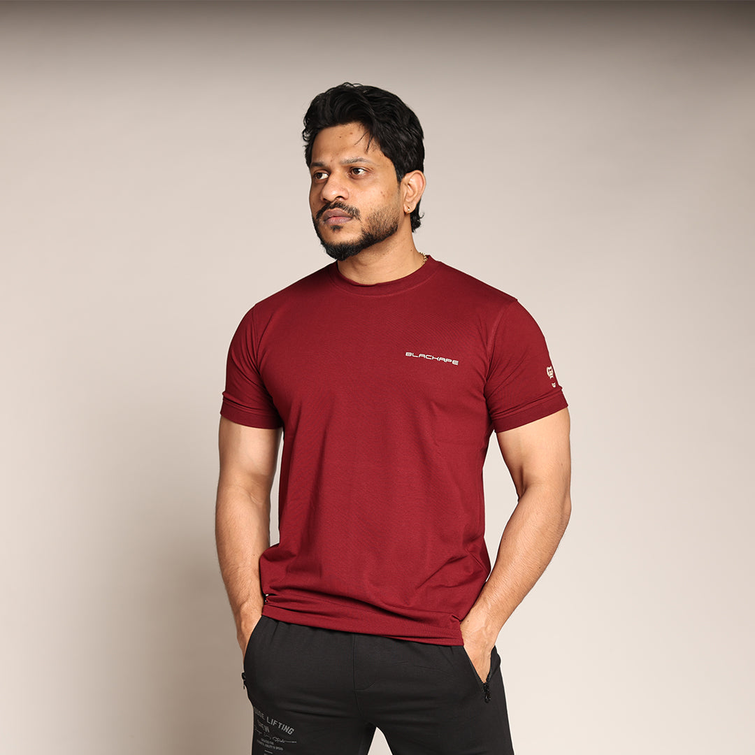 Primal Muscle Fit T-shirt - Lift Drop Repeat - Maroon - Black Ape