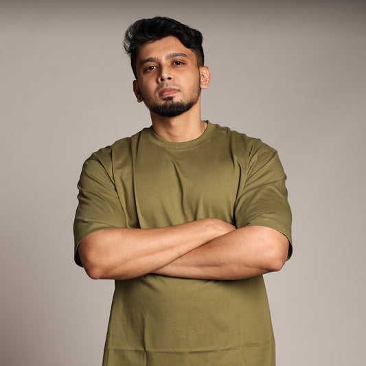 Primal Oversized T-shirt - Plain - Forged Essentials - Olive Green - Black Ape