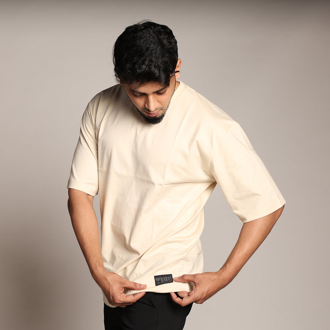 Oversized T-Shirt – Plain Essential | Beige - Black Ape