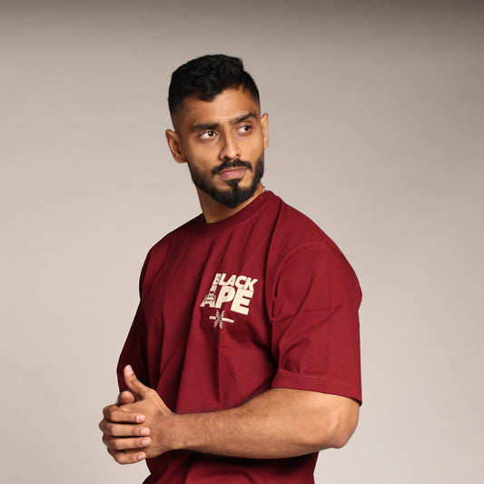 Primal Oversized T-shirt - Blackape Strength - Forged Essentials -Maroon - Black Ape