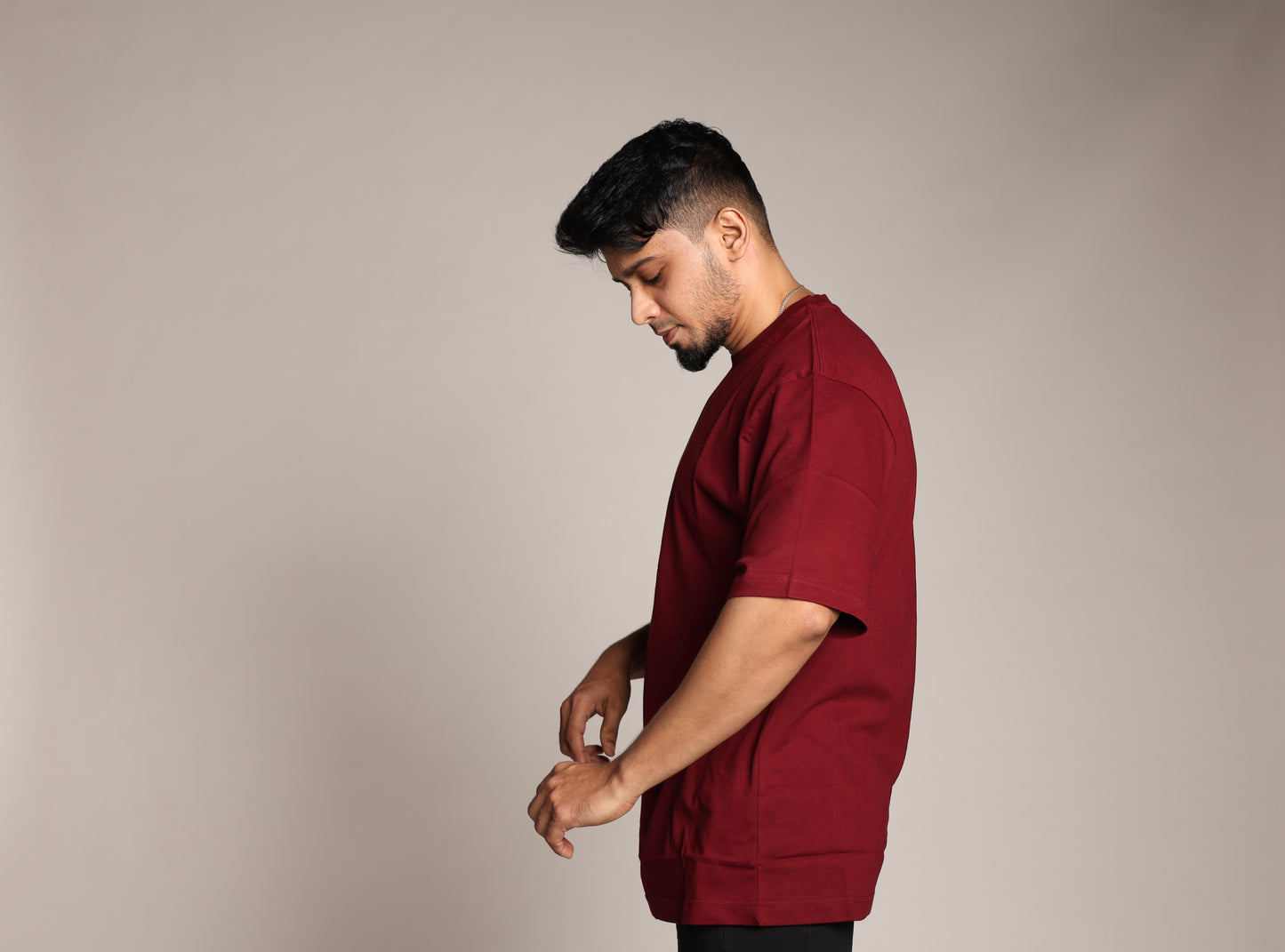 Primal Oversized T-shirt - Plain - Forged Essentials - Maroon