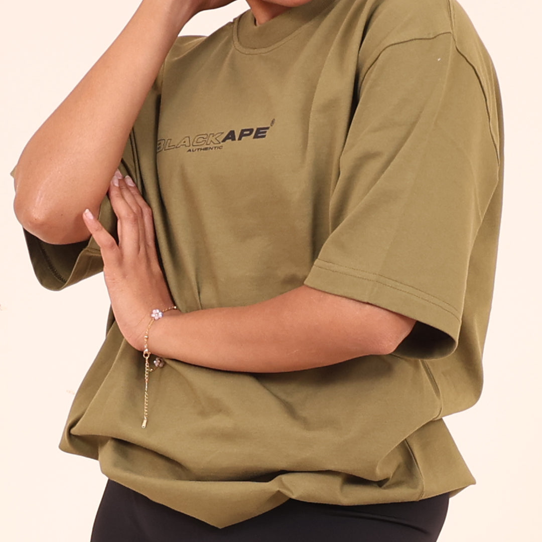 Oversized T-Shirt – Stronger Every Stride | Olive Green
