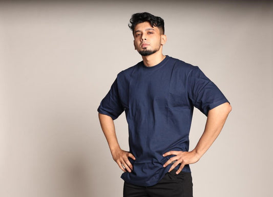 Primal Oversized T-shirt - Plain - Forged Essentials - Navy Blue - Black Ape