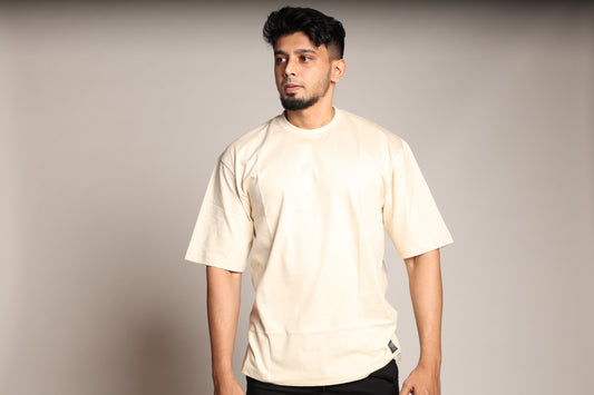 Oversized T-Shirt – Plain Essential | Beige - Black Ape