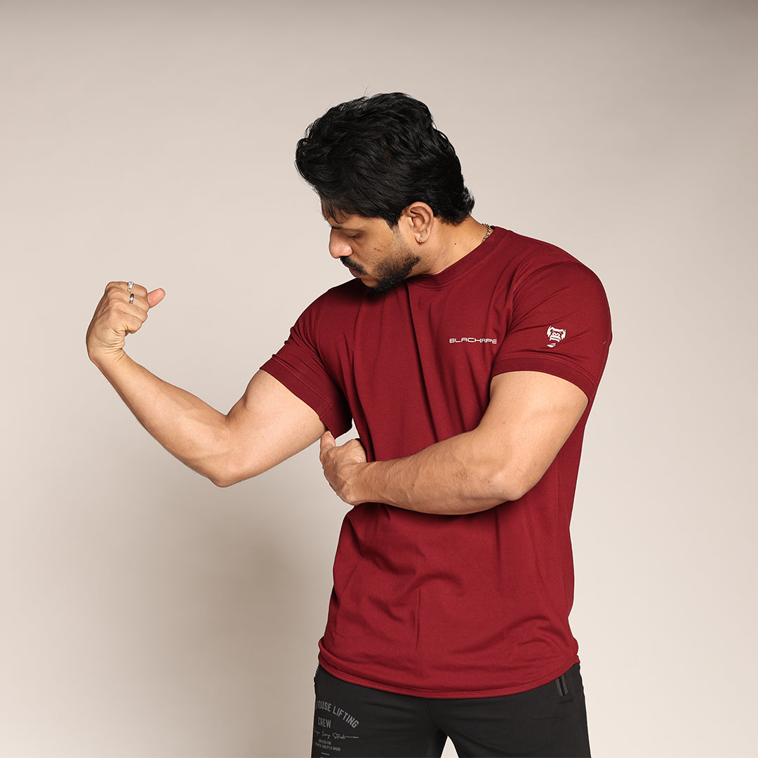 Primal Muscle Fit T-shirt - Lift Drop Repeat - Maroon - Black Ape 