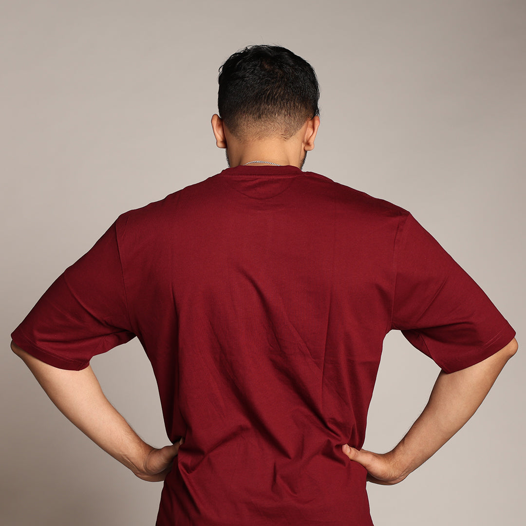 Primal Oversized T-shirt - Plain - Forged Essentials - Maroon - Black Ape 