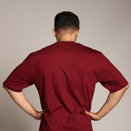 Primal Oversized T-shirt - Plain - Forged Essentials - Maroon - Black Ape 