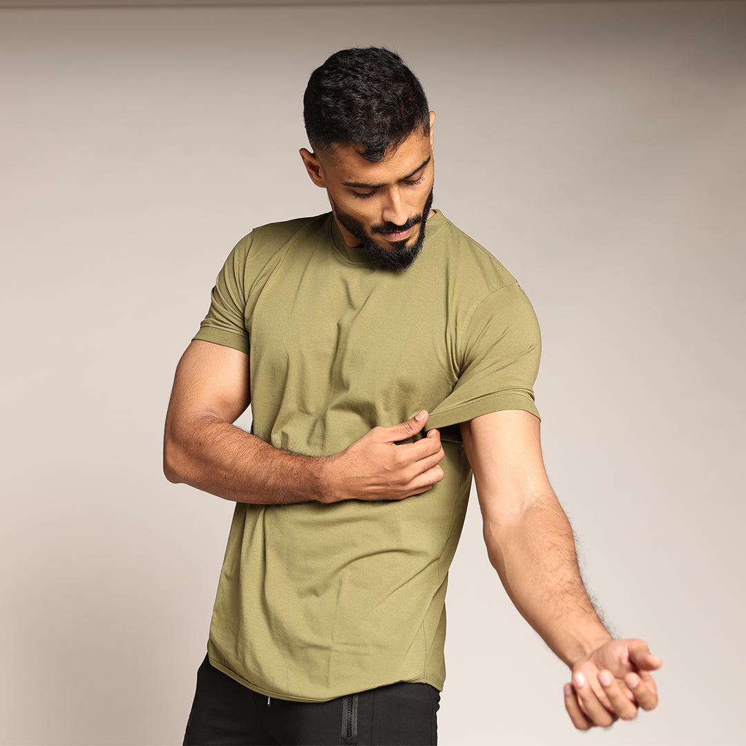 Primal Muscle Fit T-shirt - Plain - Olive Green - Black Ape 