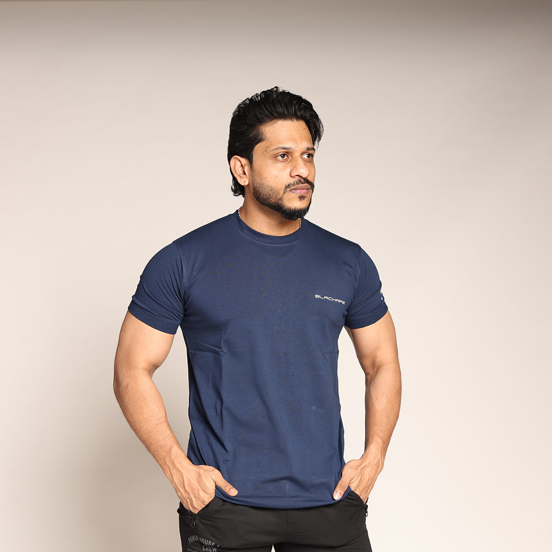 Primal Muscle Fit T-shirt - Lift Drop Repeat - Navy Blue - Black Ape 