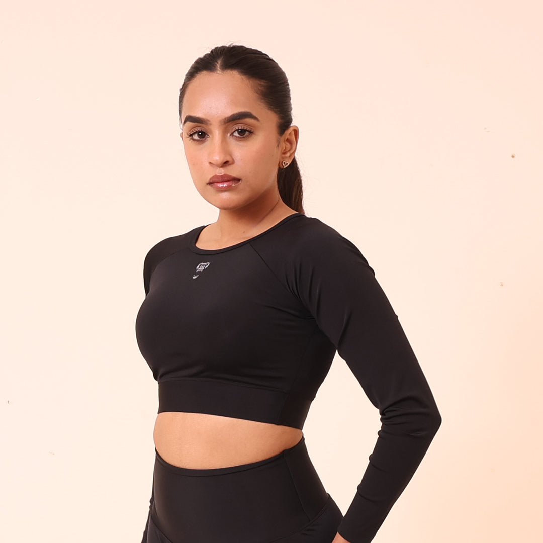Sculpted Flex croptop full Sleeve - Sculpted Essentials - Black - Black Ape 