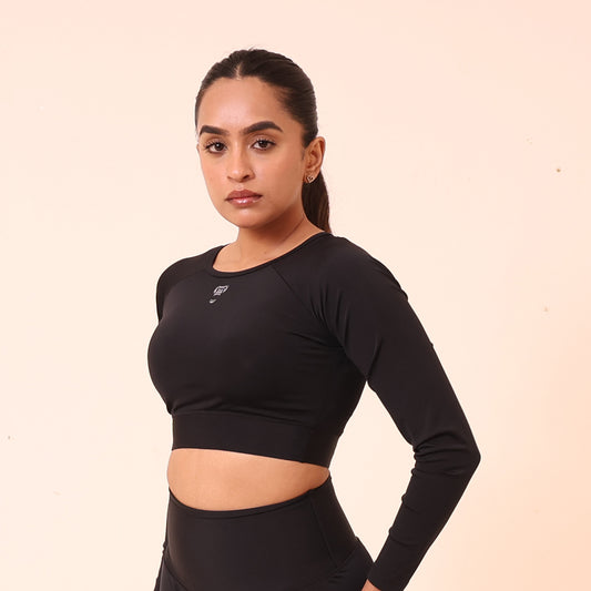 Sculpted Flex croptop full Sleeve - Sculpted Essentials - Black - Black Ape 