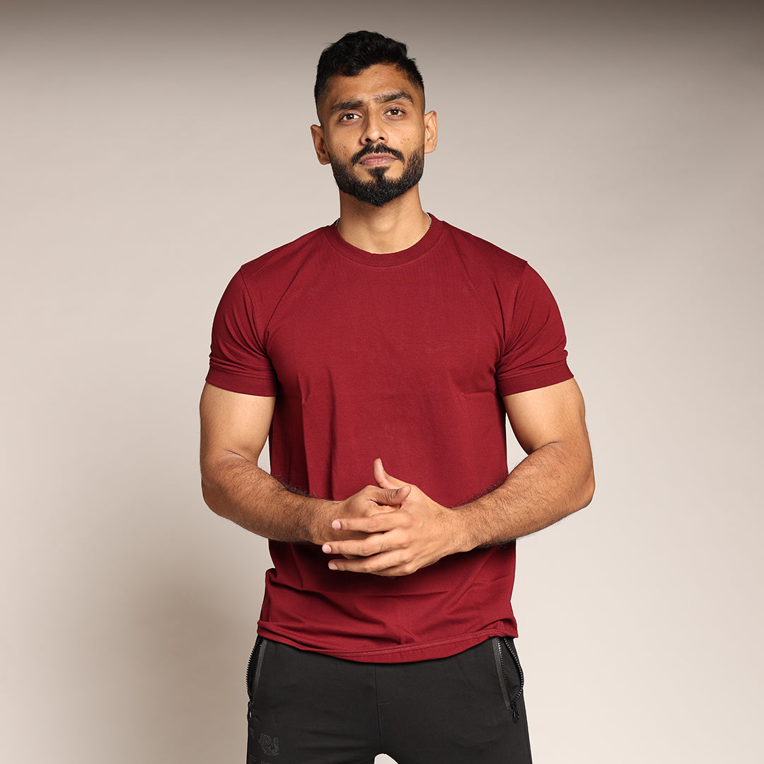 Primal Muscle Fit T-shirt - Plain - Maroon - Black Ape 