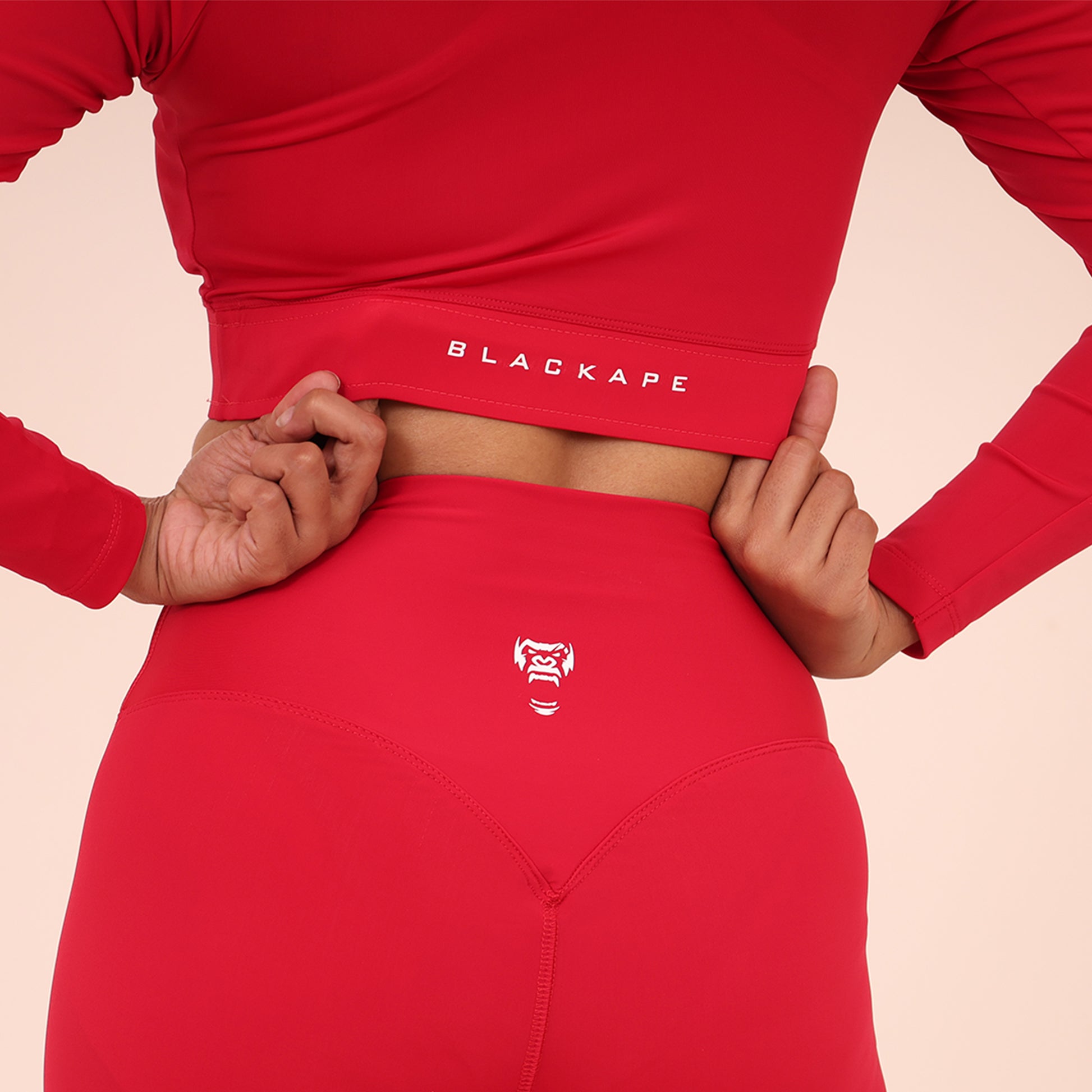 Sculpted Flex croptop full Sleeve - Sculpted Essentials - Hot Red Pink - Black Ape 
