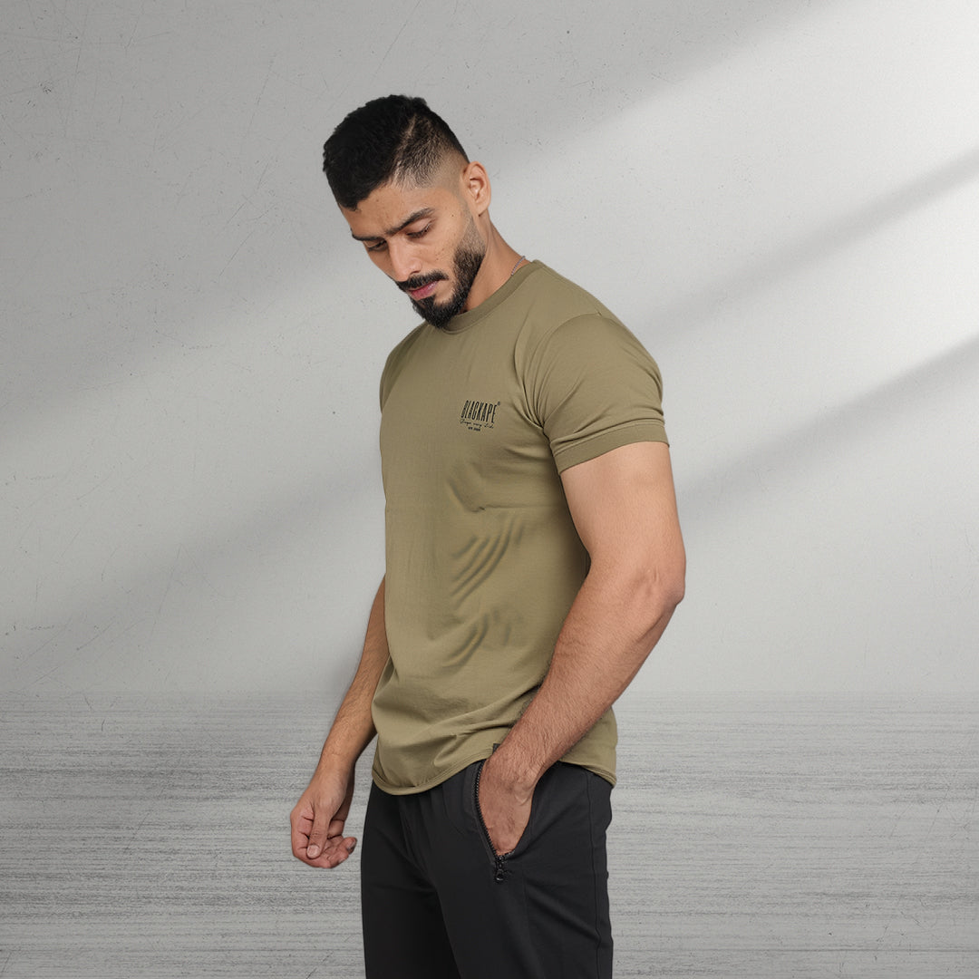 Primal Muscle Fit T-shirt - Stronger Every Stride - Olive Green - Black Ape 
