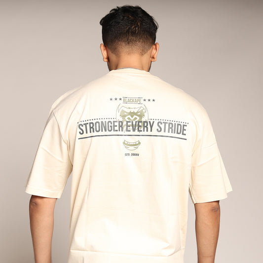 Primal Oversized T-shirt - Stronger Every Stride - Forged Essentials - White - Black Ape 