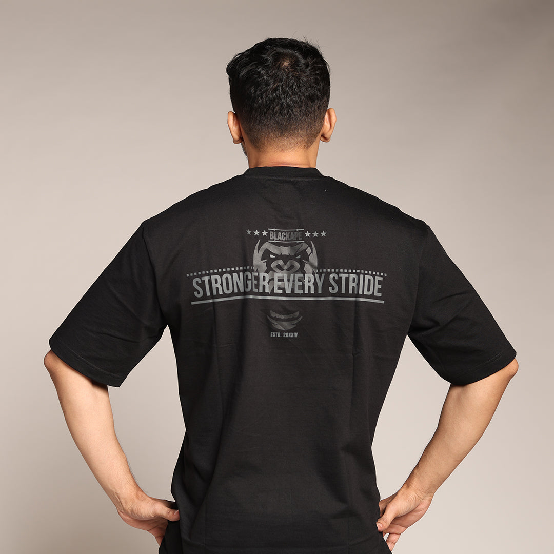 Primal Oversized T-shirt - Stronger Every Stride - Forged Essentials - Black - Black Ape 