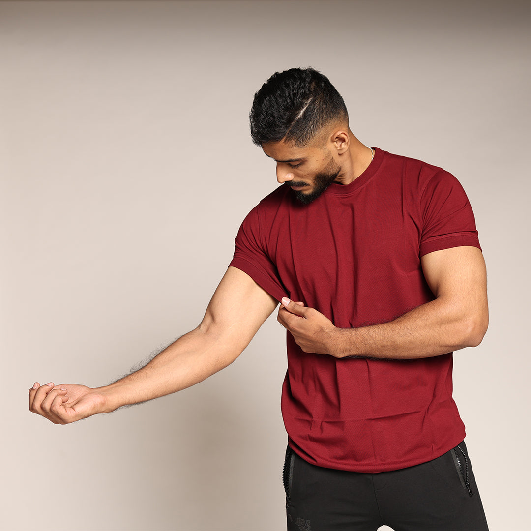 Primal Muscle Fit T-shirt - Plain - Maroon - Black Ape 