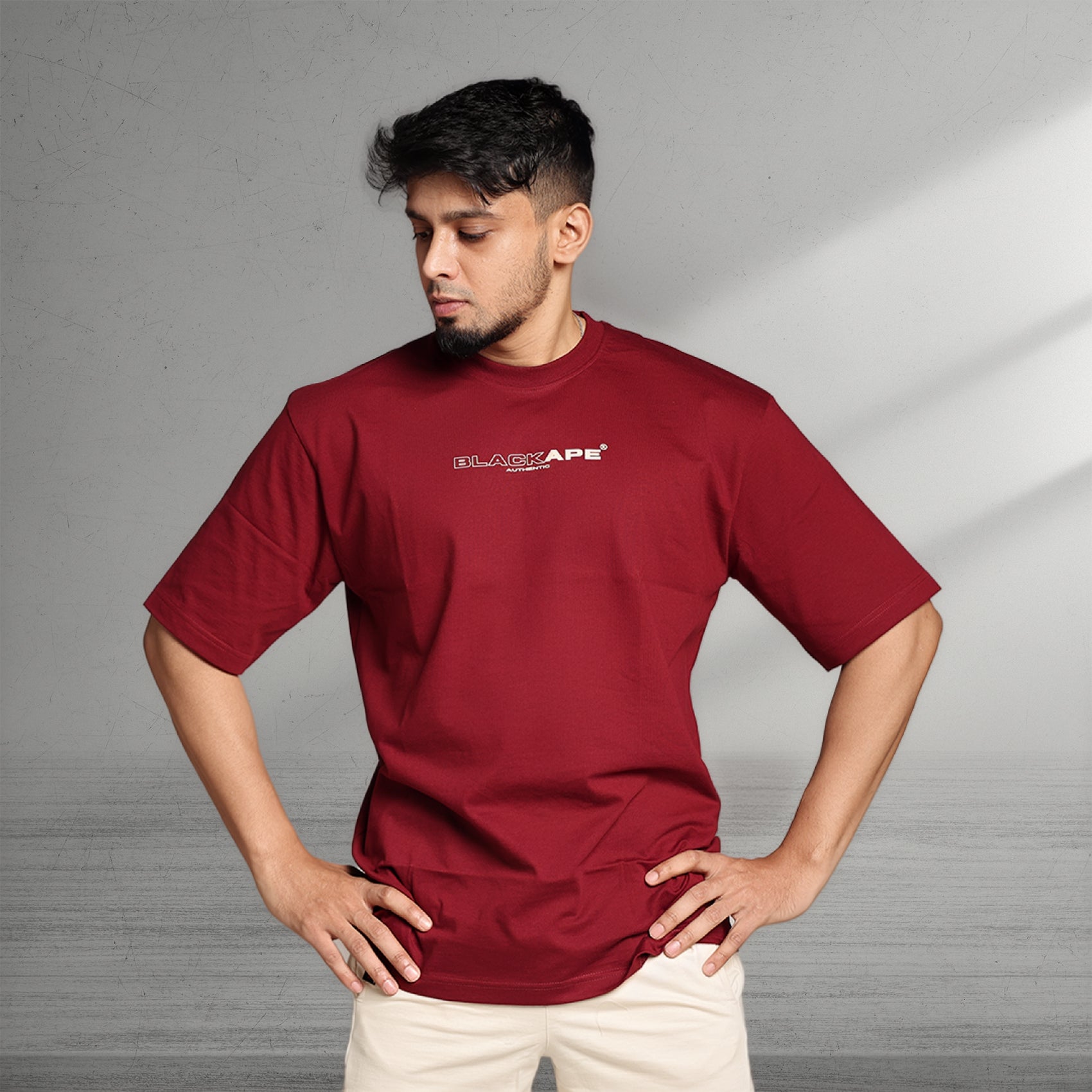 Primal Oversized T-shirt - Stronger Every Stride - Forged Essentials - Maroon - Black Ape 