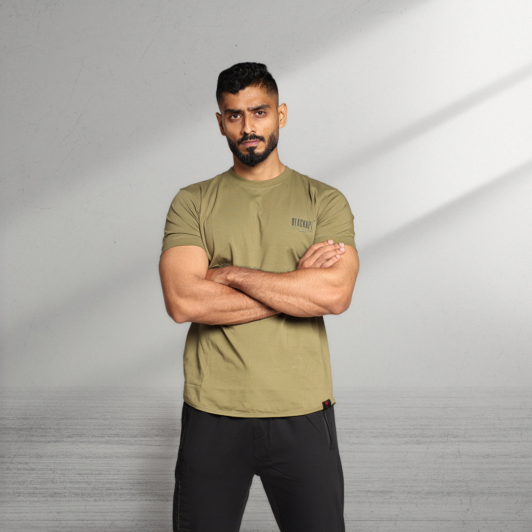 Primal Muscle Fit T-shirt - Stronger Every Stride - Olive Green - Black Ape 