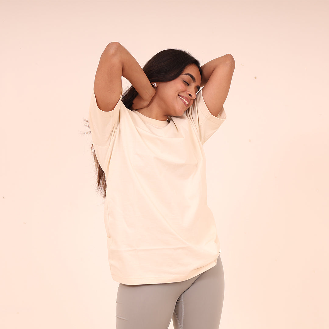 Sculpted Elevate Oversized Tee - Sculpted Essentials - Cream - Black Ape 