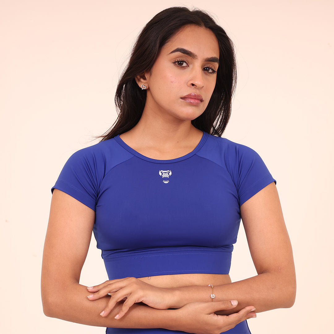 Sculpted Flex Croptop Half sleeve- Sculpted Essentials - Royal Blue - Black Ape 