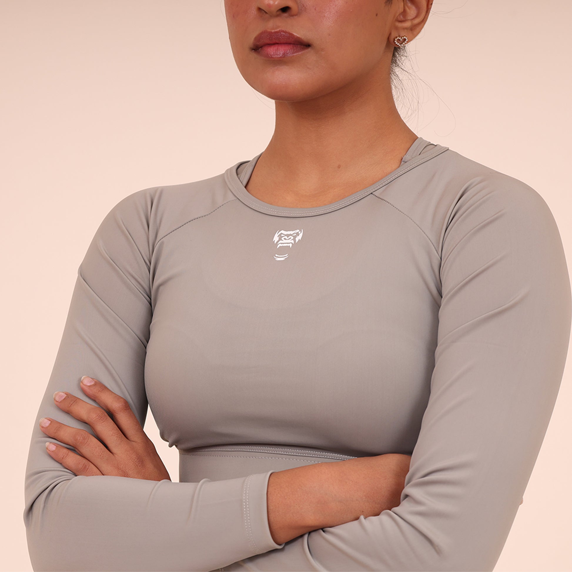 Sculpted Flex croptop full Sleeve - Sculpted Essentials - Light Grey - Black Ape 