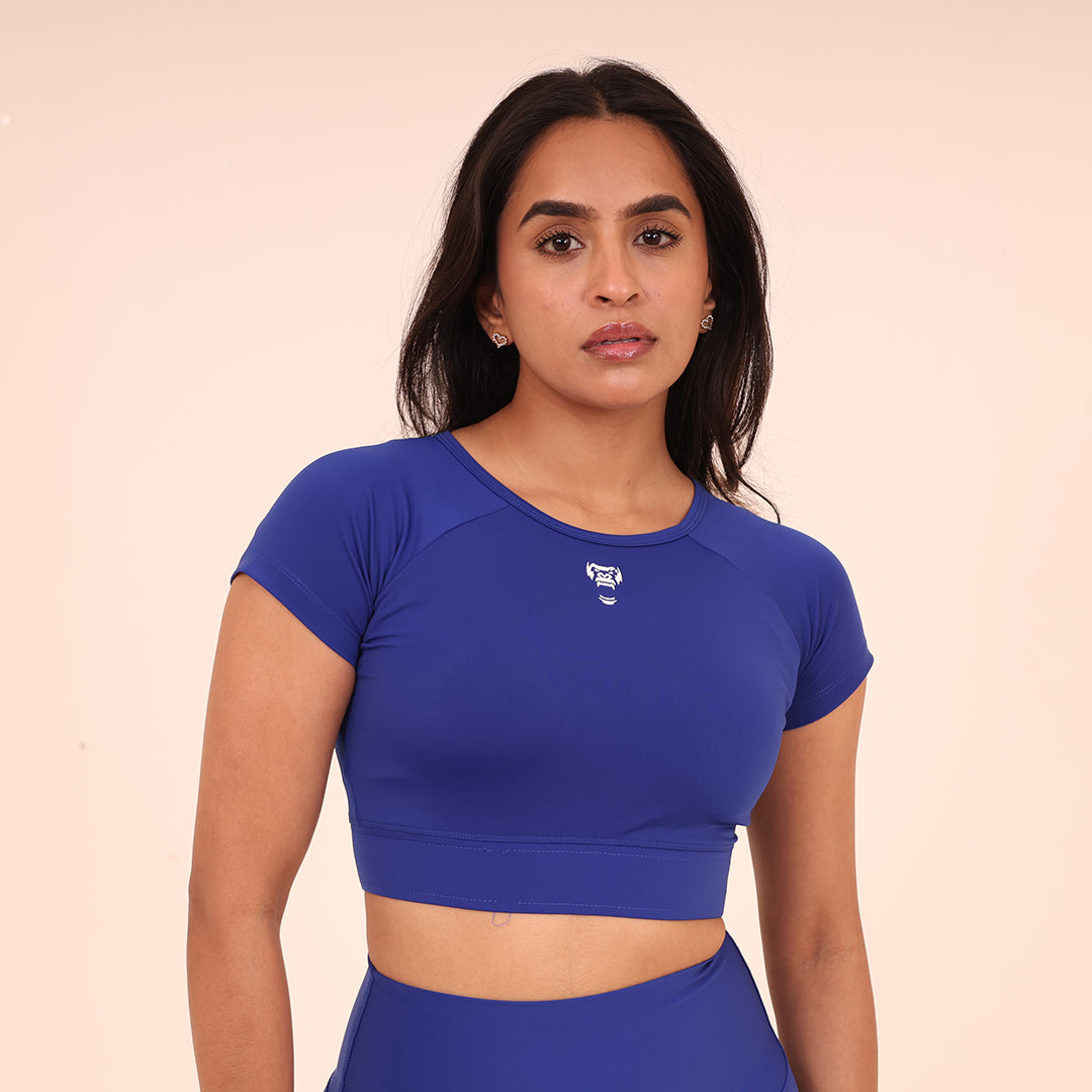 Sculpted Flex Croptop Half sleeve- Sculpted Essentials - Royal Blue - Black Ape 