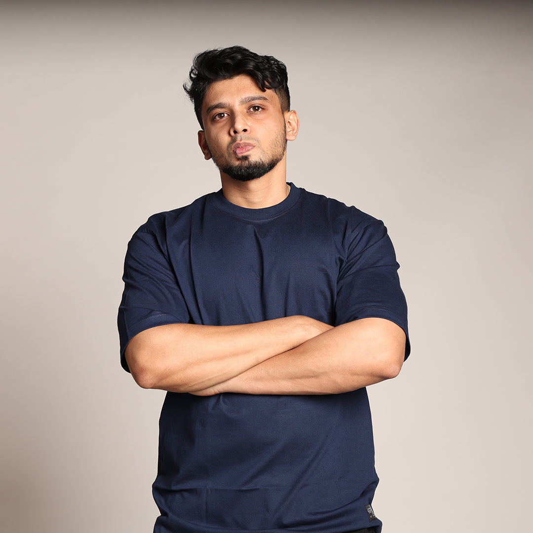 Primal Oversized T-shirt - Plain - Forged Essentials - Navy Blue - Black Ape 