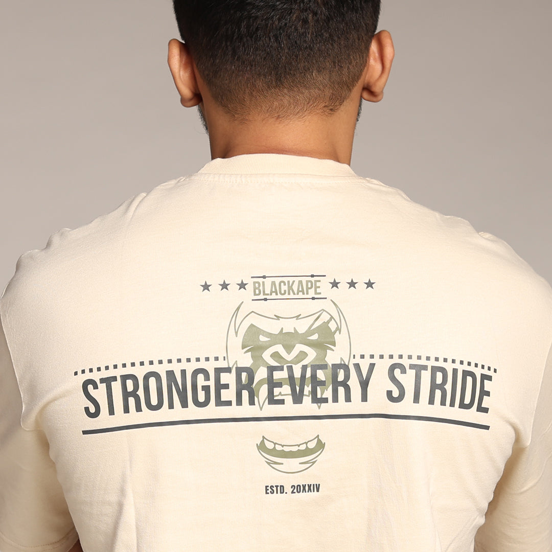 Primal Oversized T-shirt - Stronger Every Stride - Forged Essentials - White - Black Ape 