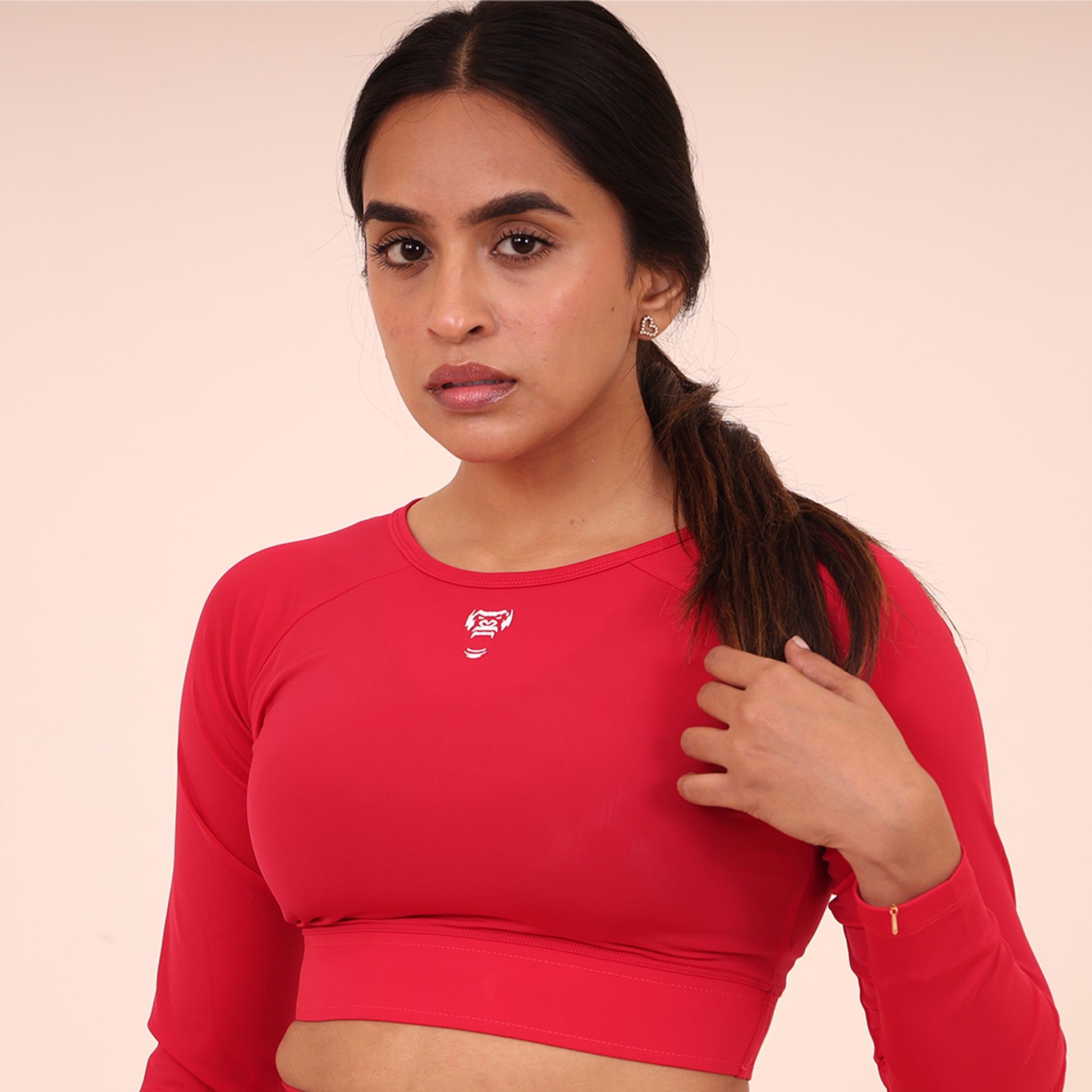 Sculpted Flex croptop full Sleeve - Sculpted Essentials - Hot Red Pink - Black Ape 