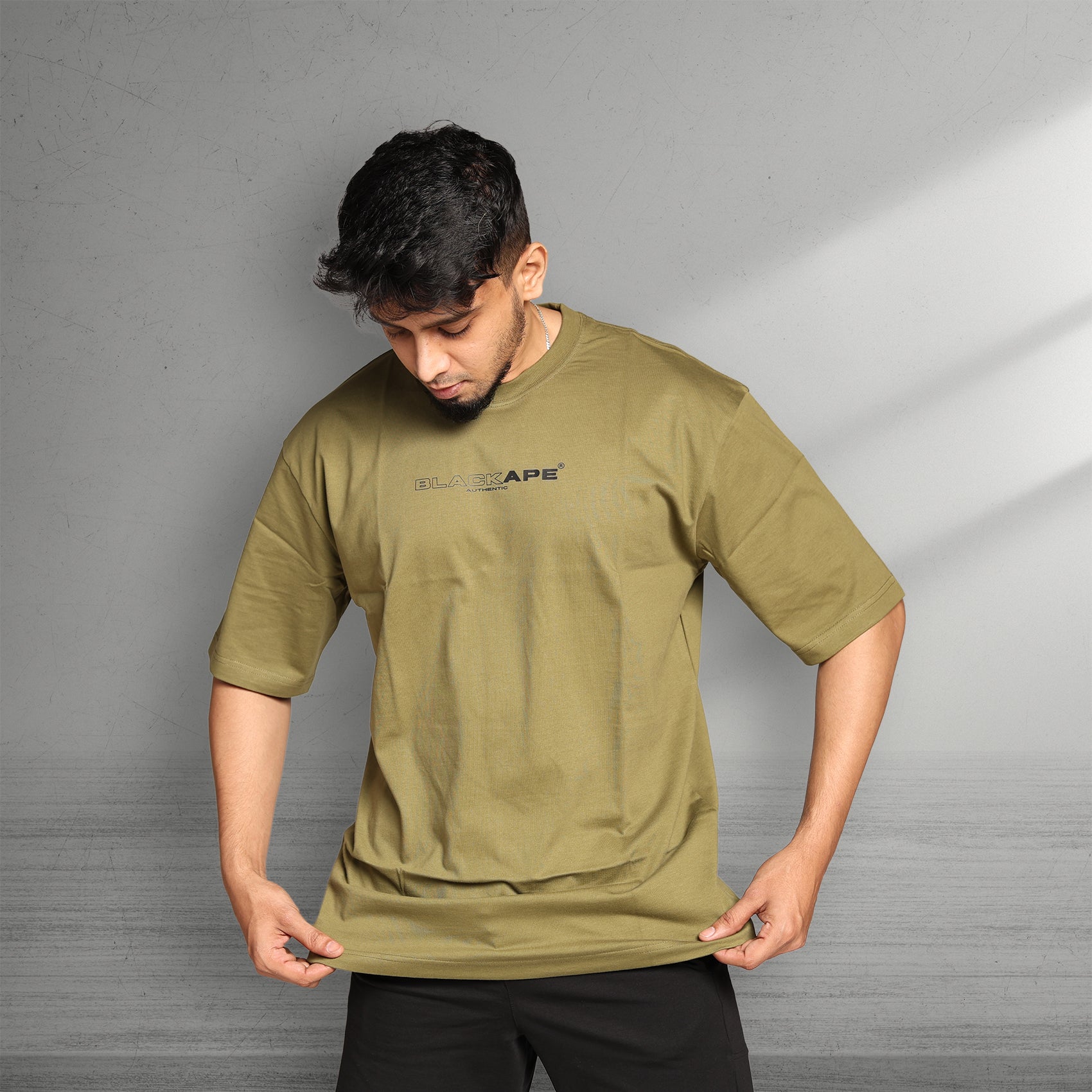 Primal Oversized T-shirt - Stronger Every Stride - Forged Essentials - Olive Green - Black Ape 