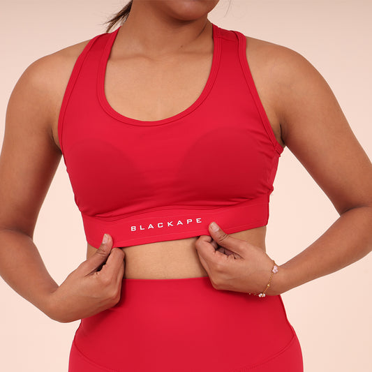 Sculpted Elevate Sports Bra- Sculpted Essentials - Red Hot Pink - Black Ape 