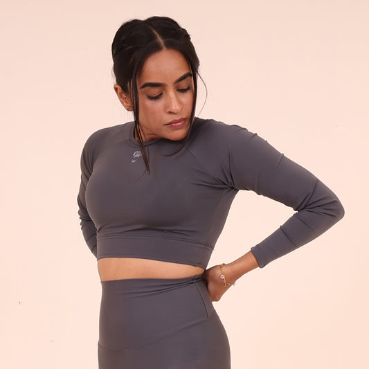 Sculpted Flex croptop full Sleeve - Sculpted Essentials - Dark Grey - Black Ape 
