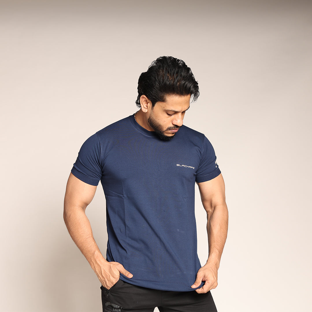 Primal Muscle Fit T-shirt - Lift Drop Repeat - Navy Blue - Black Ape 