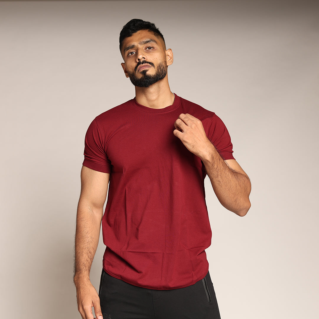 Primal Muscle Fit T-shirt - Plain - Maroon - Black Ape 