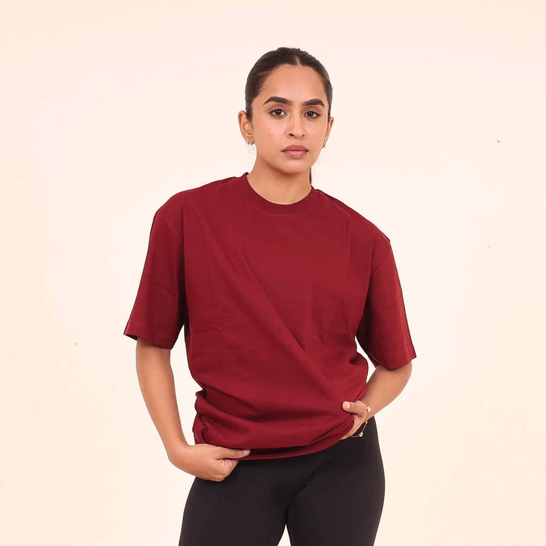 Sculpted Elevate Oversized Tee - Sculpted Essentials - Maroon - Black Ape 