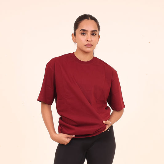 Sculpted Elevate Oversized Tee - Sculpted Essentials - Maroon - Black Ape 