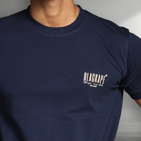 Primal Muscle Fit T-shirt - Stronger Every Stride - Navy Blue - Black Ape 